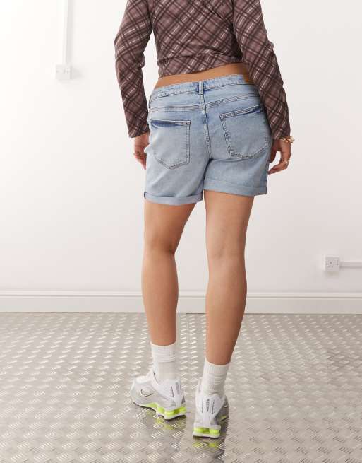 Noisy May Curve - Pantaloncini di jeans a vita alta blu lavaggio chiaro, 3 di 5