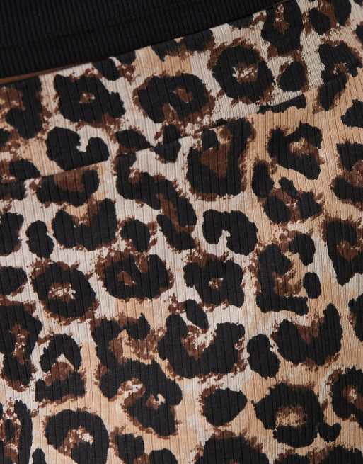 Noisy May Curve - Pantaloni a fondo ampio a coste con stampa leopardata, 5 di 5