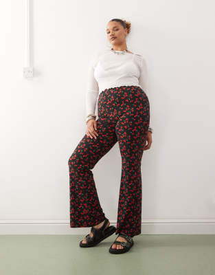 Noisy May Curve - Pantaloni a zampa con stampa di ciliegie - view 1