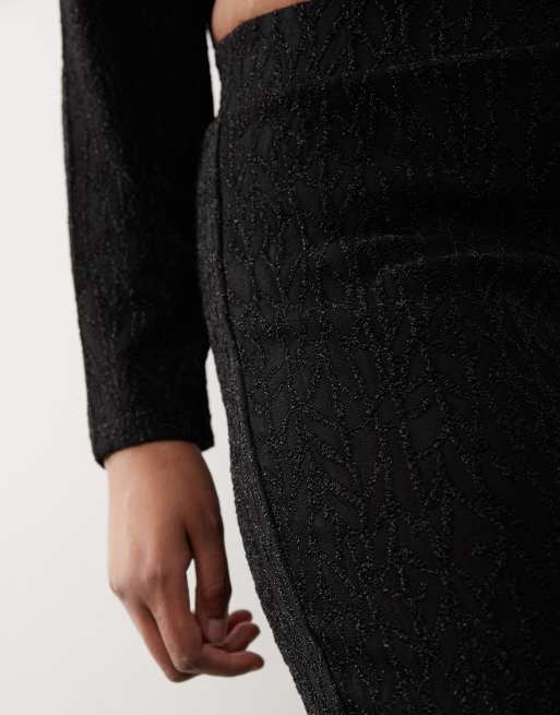 Noisy May Curve - Pantaloni a zampa neri glitterati in coordinato, 3 di 5