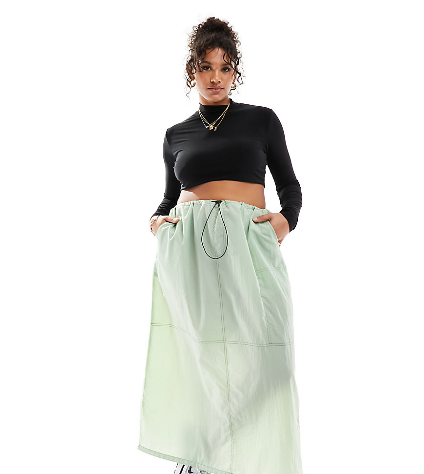 Noisy May Curve parachute skirt in green