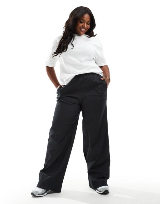 Noisy May Curve pull on pants in dark gray