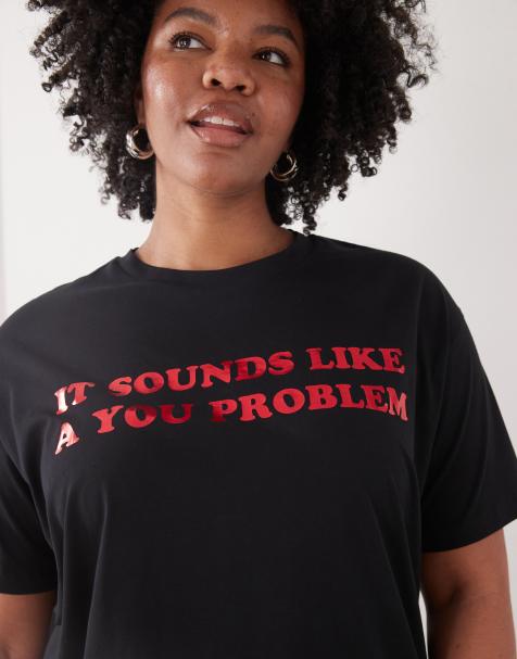 Noisy May Curve - Recht T-shirt met 'You problem' tekst in zwart - view 1