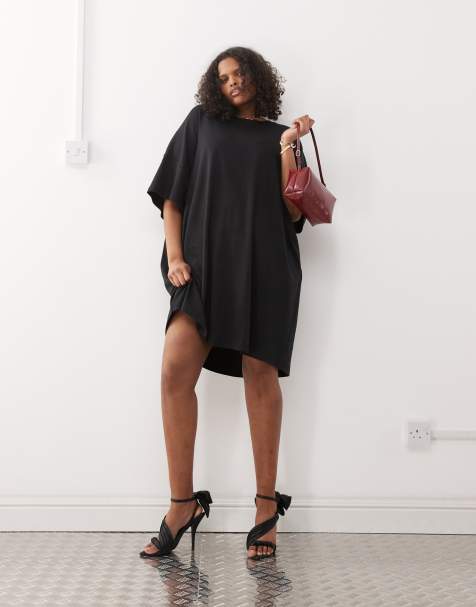 Noisy May Curve - Robe t-shirt coupe carrée - Noir - view 1