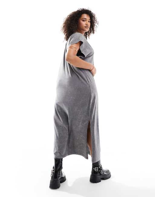 Noisy May Curve - Robe t-shirt longue - Gris délavé, 2 de 4