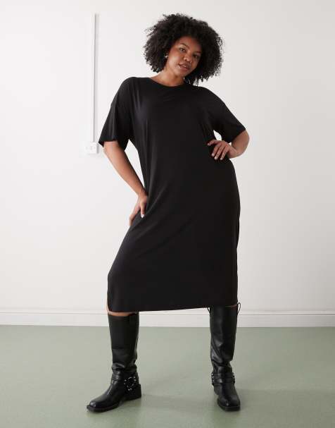 Noisy May Curve - Robe t-shirt mi-longue - Noir - view 1