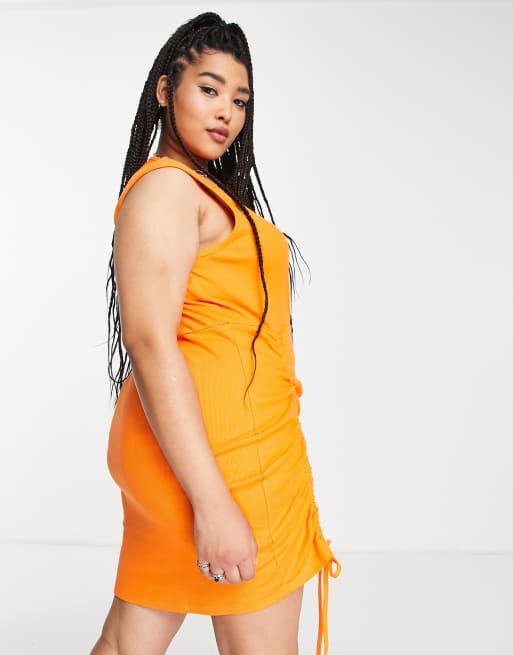neon orange ruched dress Sassy Shortcake Crush Rush Dress