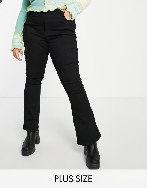 Noisy May Curve Sallie high rise slim flare jeans in black - view 1