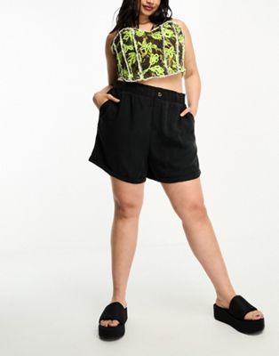 Noisy May Curve elasticated waist shorts in black - ASOS Price Checker