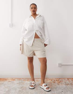 Noisy May Curve - Shorts aus Leinenmix in Hellbeige-Neutral
