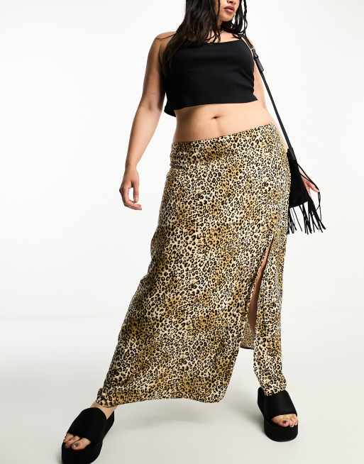 Animal print maxi skirt with split sale