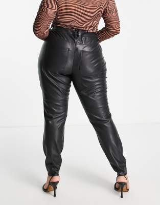 Noisy May Curve skinny faux leather pants in black | ASOS