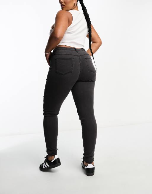 Noisy May - Curve - Skinny jeans met hoge taille in grijs, 2 van 5
