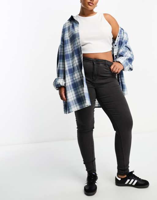 Noisy May - Curve - Skinny jeans met hoge taille in grijs, 4 van 5
