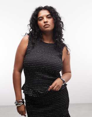 Noisy May Curve Sleeveless Shirred Top Co-ord In Black
