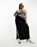 Noisy May Curve split hem maxi skirt in black