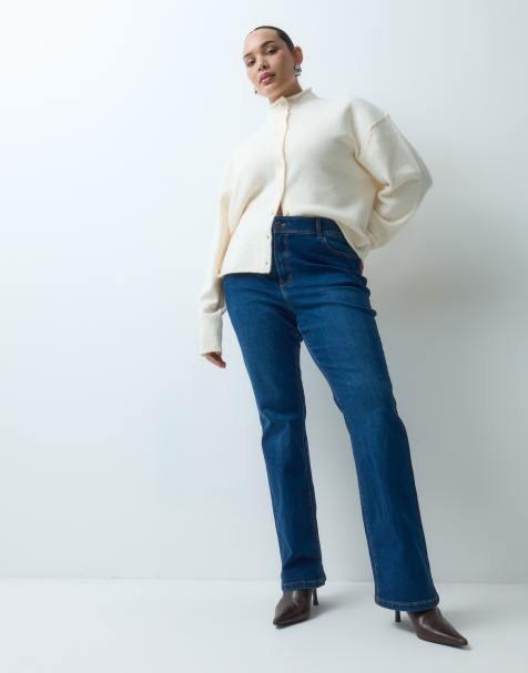 Noisy May Curve Stevie jeans met halfhoge taille en bootcut in donkerblauwe denim - view 1