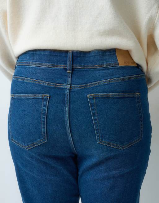 Noisy May Curve Stevie mid rise bootcut jeans in dark blue denim, 5 of 5