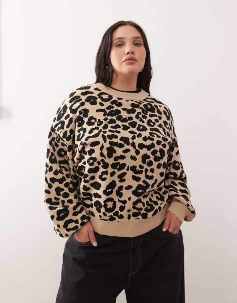 Noisy May Curve - Striktrøje med rund hals og leopardprint - view 1