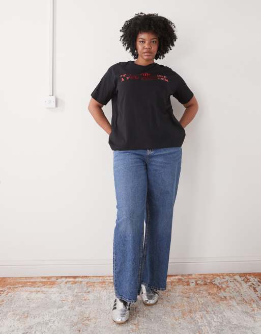 Noisy May Curve – Svart t-shirt med boxig passform och You Problem-tryck, 4 av 4