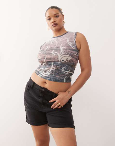 Noisy May Curve – Svarta jeansshorts med hög midja - view 1