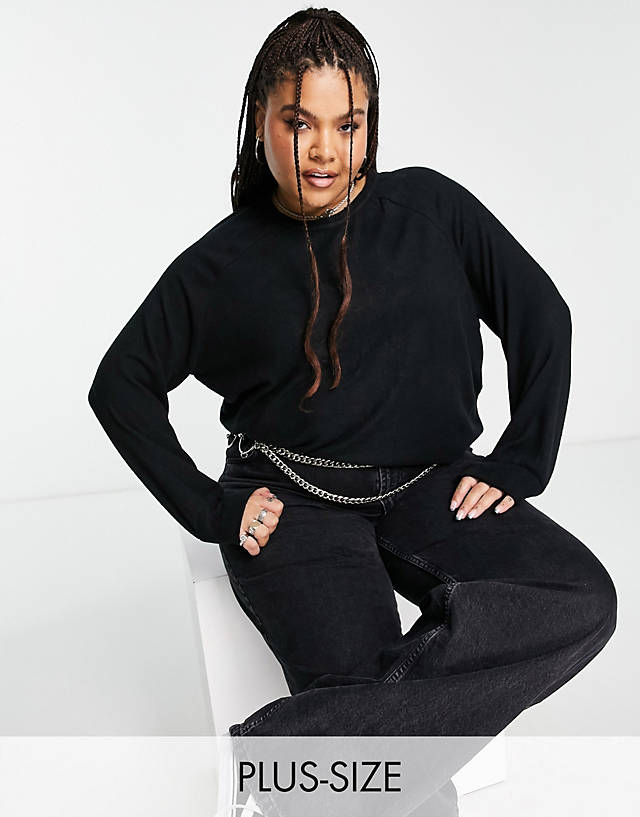Noisy May Curve - sweatshirt with zip back detail in black