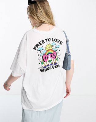 Noisy May Curve free to love whoever graphic t-shirt in white - ASOS Price Checker