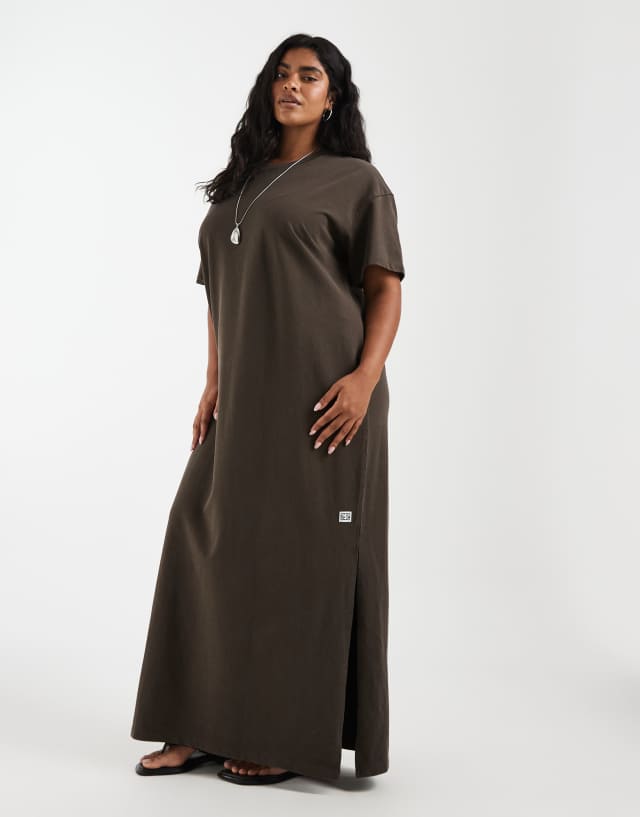 brown maxi dress with slit Noisy May Curve - - Women - Cotton - 46 EU Womens dresses