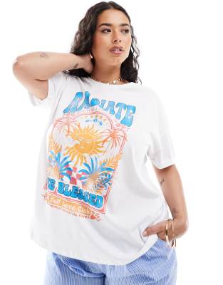 Noisy May Curve - T-shirt met radiate-print in wit