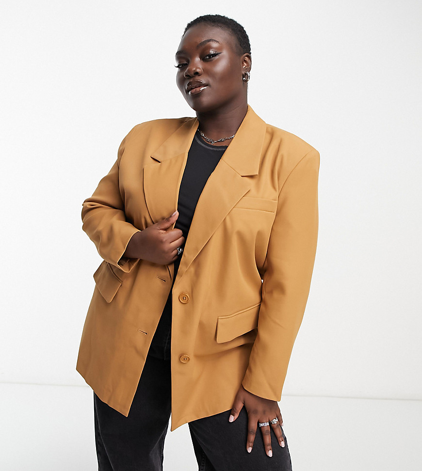 Noisy May Curve tailored blazer in camel-Brown