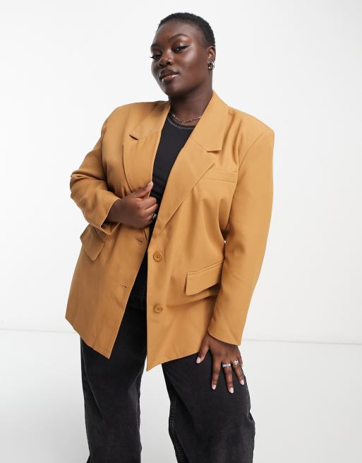 Noisy May Curve tailored blazer in camel ASOS