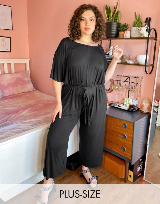 Noisy May Curve tie waist jumpsuit in black ASOS