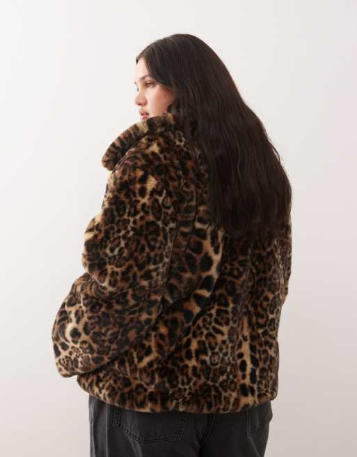 Noisy May Curve - Veste en fausse fourrure à imprimé léopard, 4 de 4