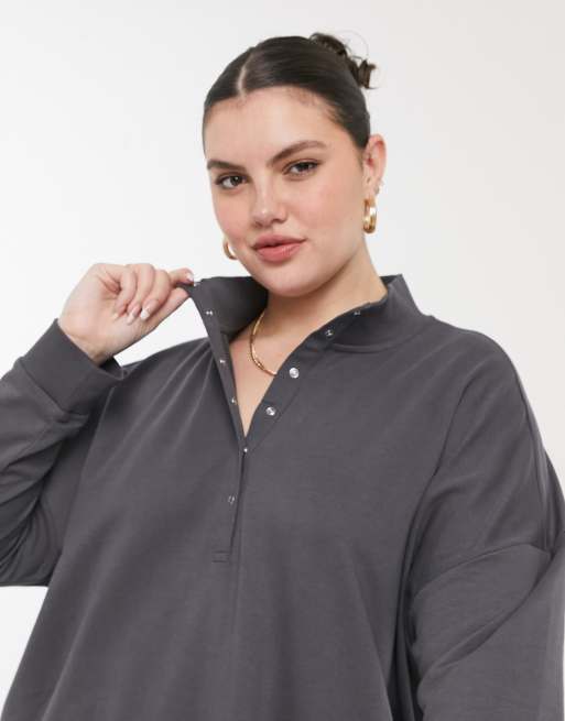 Noisy May Curve - Vestito stile rugby accollato grigio antracite, 3 di 4