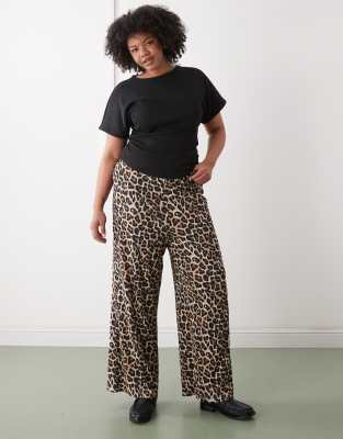 Noisy May Curve Wide Leg Ribbed Pants In Black