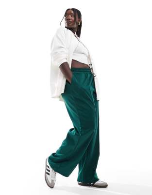 Noisy May Curve Wide Leg Sweatpants In Dark Green