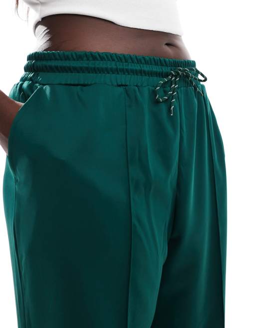 Noisy May Curve wide leg sweatpants in dark green | ASOS