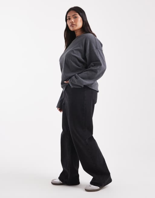 Noisy May Curve – Yolanda – Svarta jeans med vida ben och medelhög midja, 3 av 5