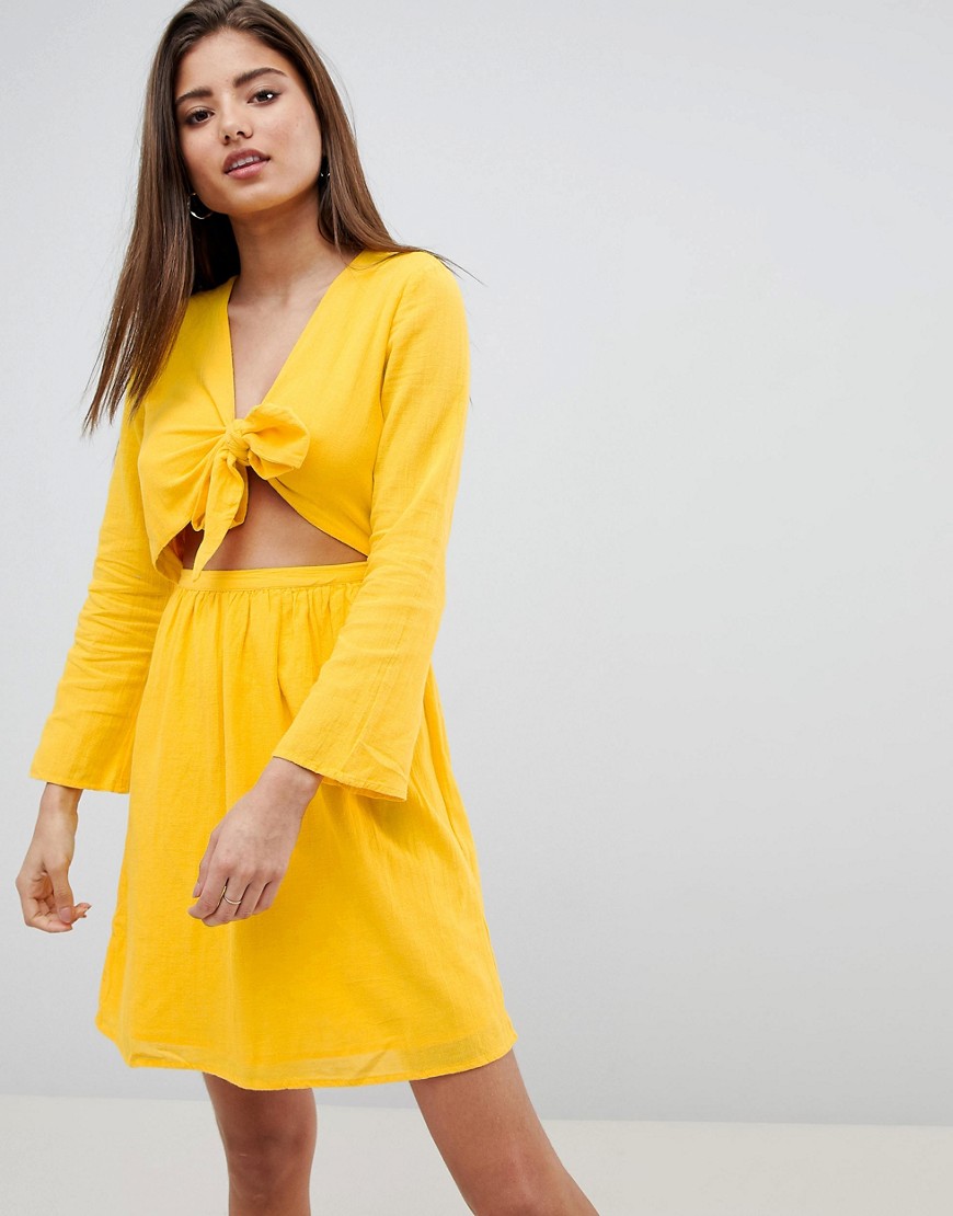 Noisy May Cut Out Mini Dress-Yellow