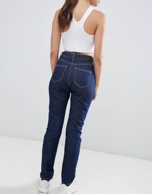 black contrast stitch mom jeans