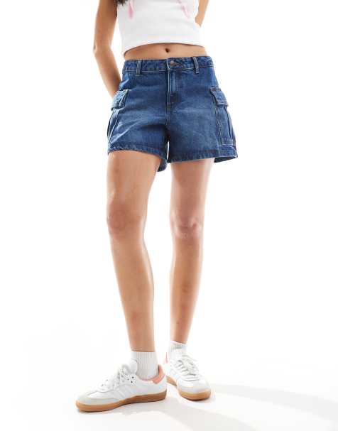 Noisy May - Denim cargoshort met mid-wash in blauw - view 1