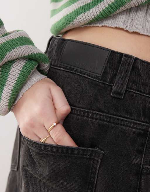 Noisy May denim culottes in washed black