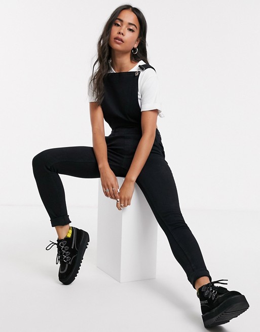 Noisy May denim dungarees in black