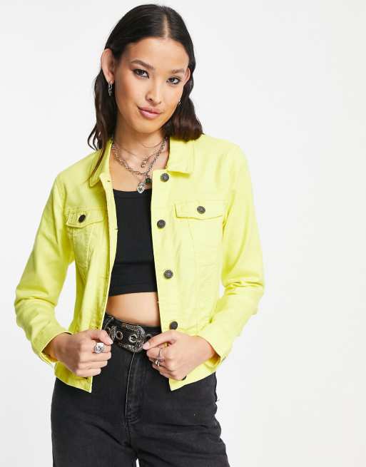 Noisy May denim jacket in bright yellow | ASOS