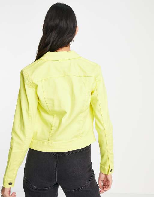 Bright yellow denim jacket sale