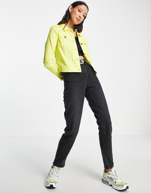 Noisy May denim jacket in bright yellow