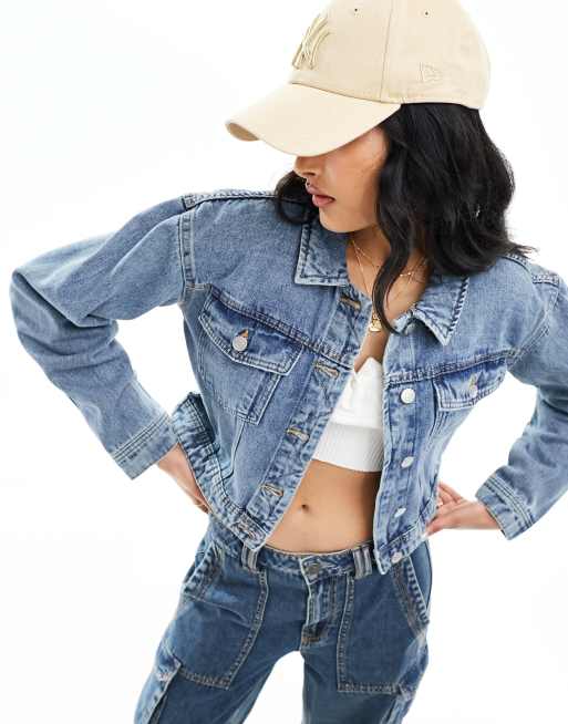 Noisy May denim jacket in mid wash | ASOS