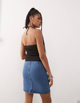 Noisy May Denim Mini Skirt With Slit