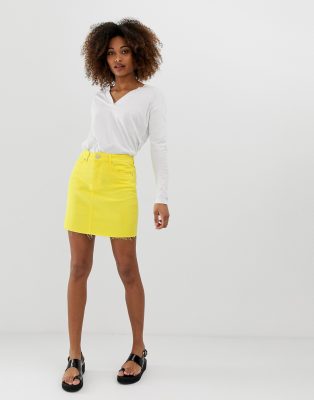 yellow jeans skirt