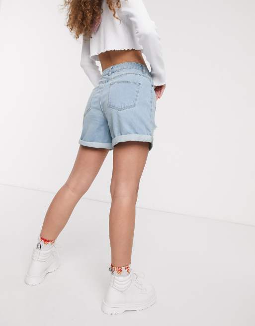 Noisy May - Denim mom short in lichtblauw, 2 van 4